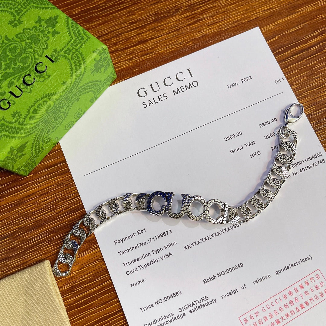 Gucci Silver-Tone Textured Chain Bracelet - album image 9