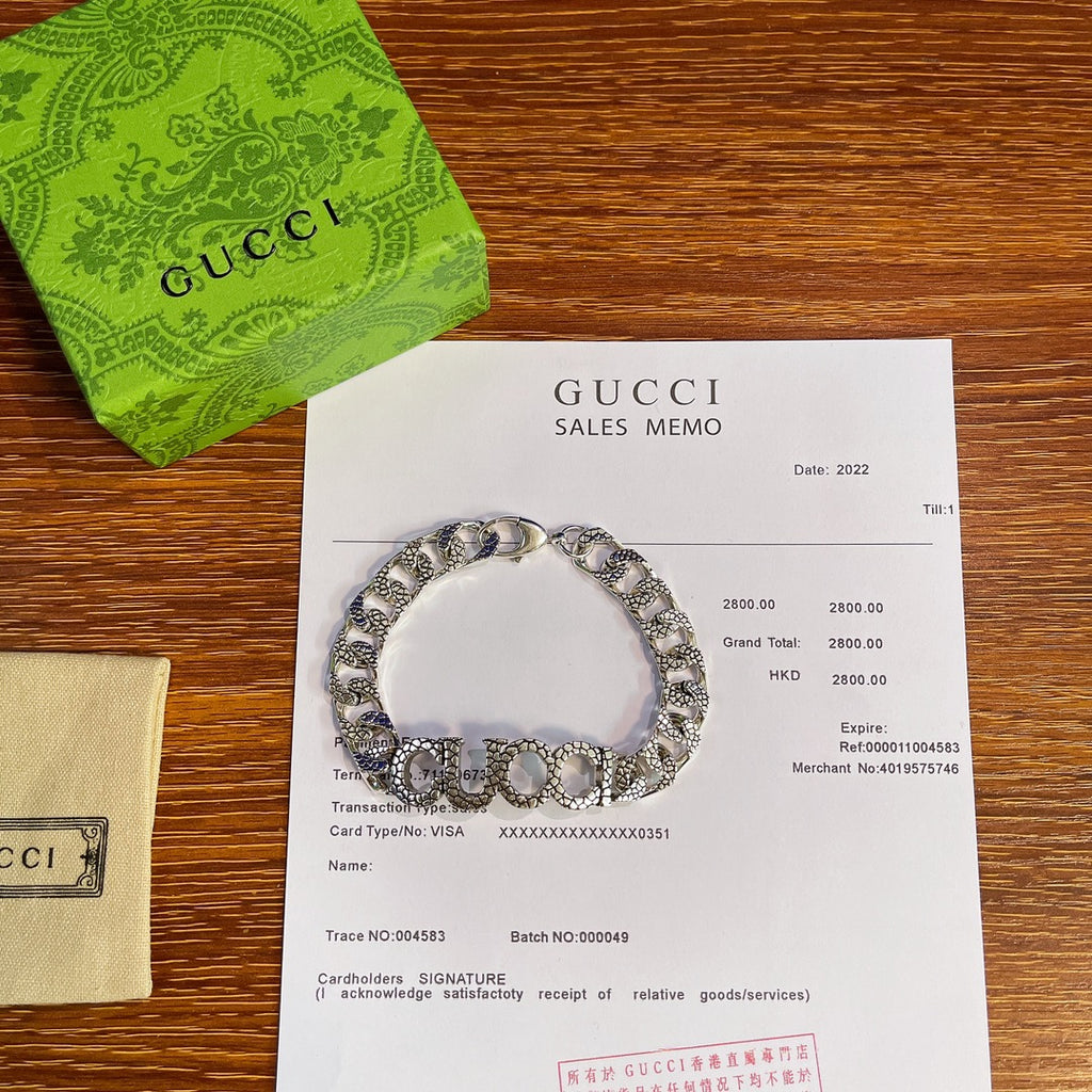 Gucci Silver-Tone Textured Chain Bracelet - album image 1