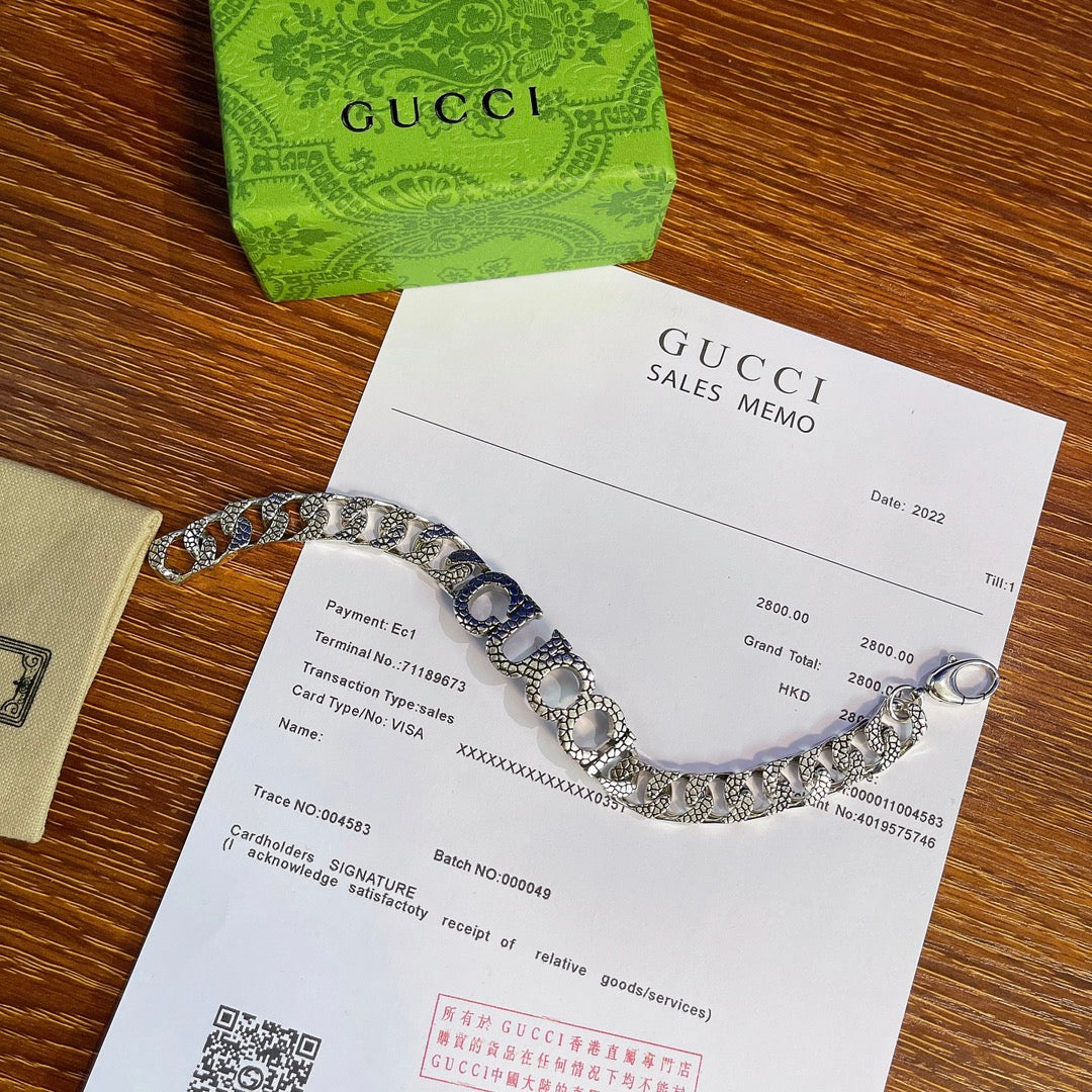 Gucci Silver-Tone Textured Chain Bracelet - album image 3