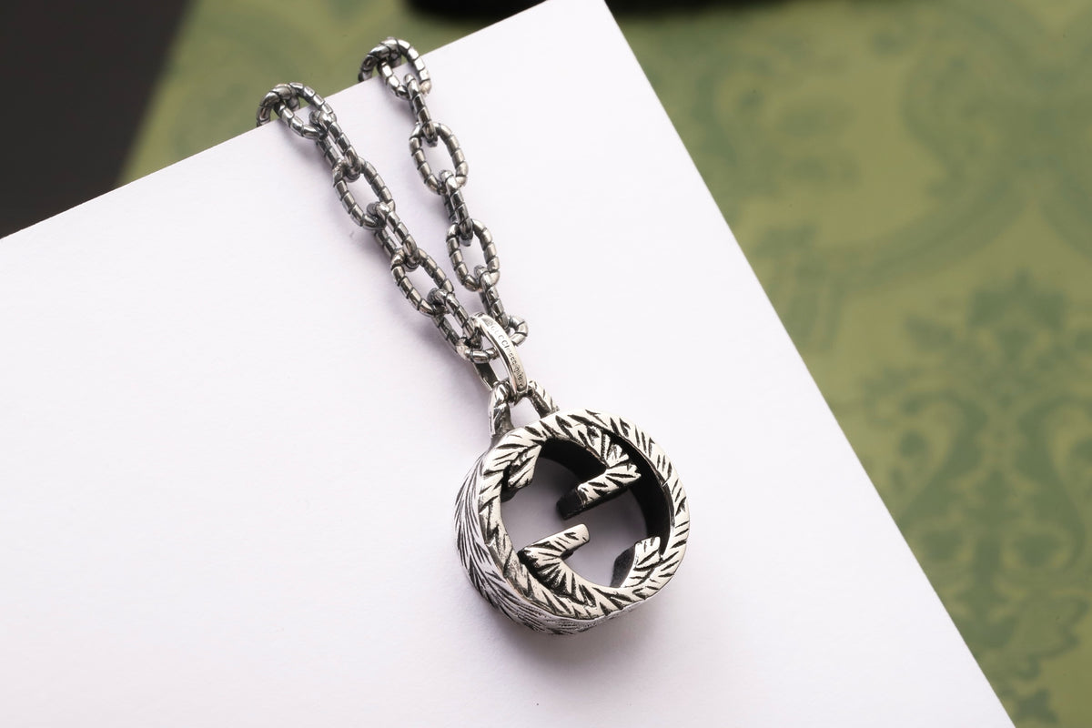 Gucci Silver-Tone Circular Pendant Necklace - album image 4