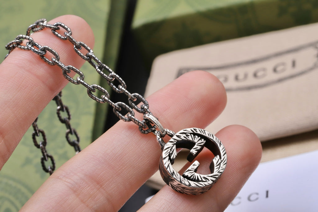 Gucci Silver-Tone Circular Pendant Necklace - album image 6