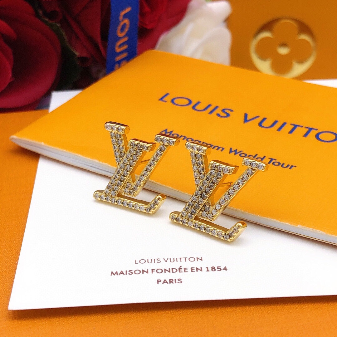 Louis Vuitton LV Letter Crystal Accent Earrings - album image 4