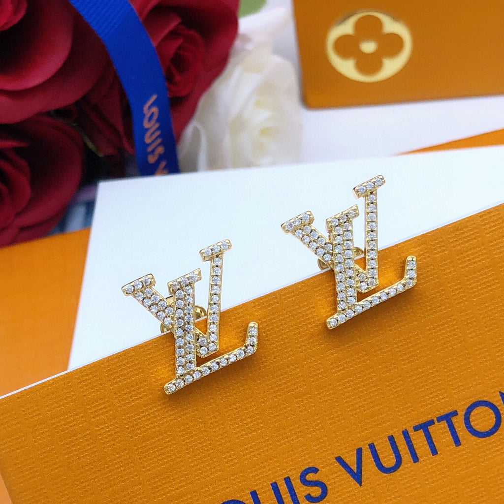 Louis Vuitton LV Letter Crystal Accent Earrings - album image 5