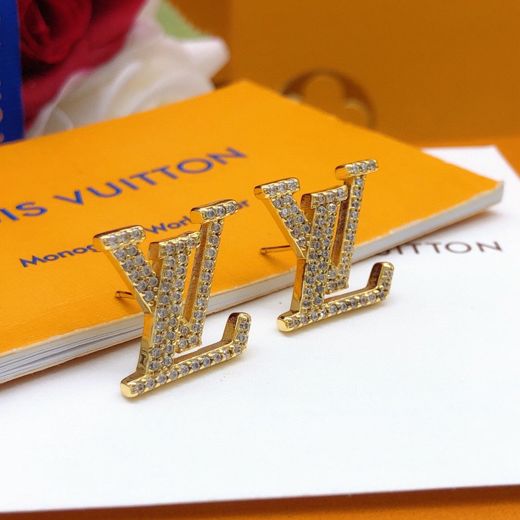 Louis Vuitton LV Letter Crystal Accent Earrings - album image 3