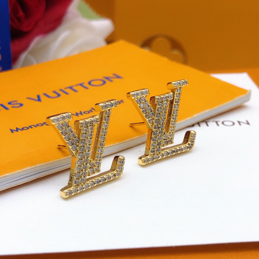 Louis Vuitton LV Letter Crystal Accent Earrings - album image 3