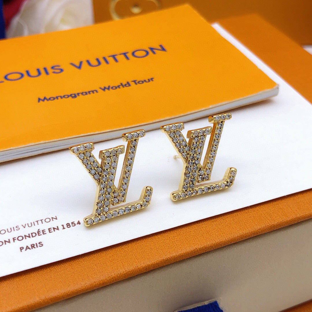 Louis Vuitton LV Letter Crystal Accent Earrings - album image 7