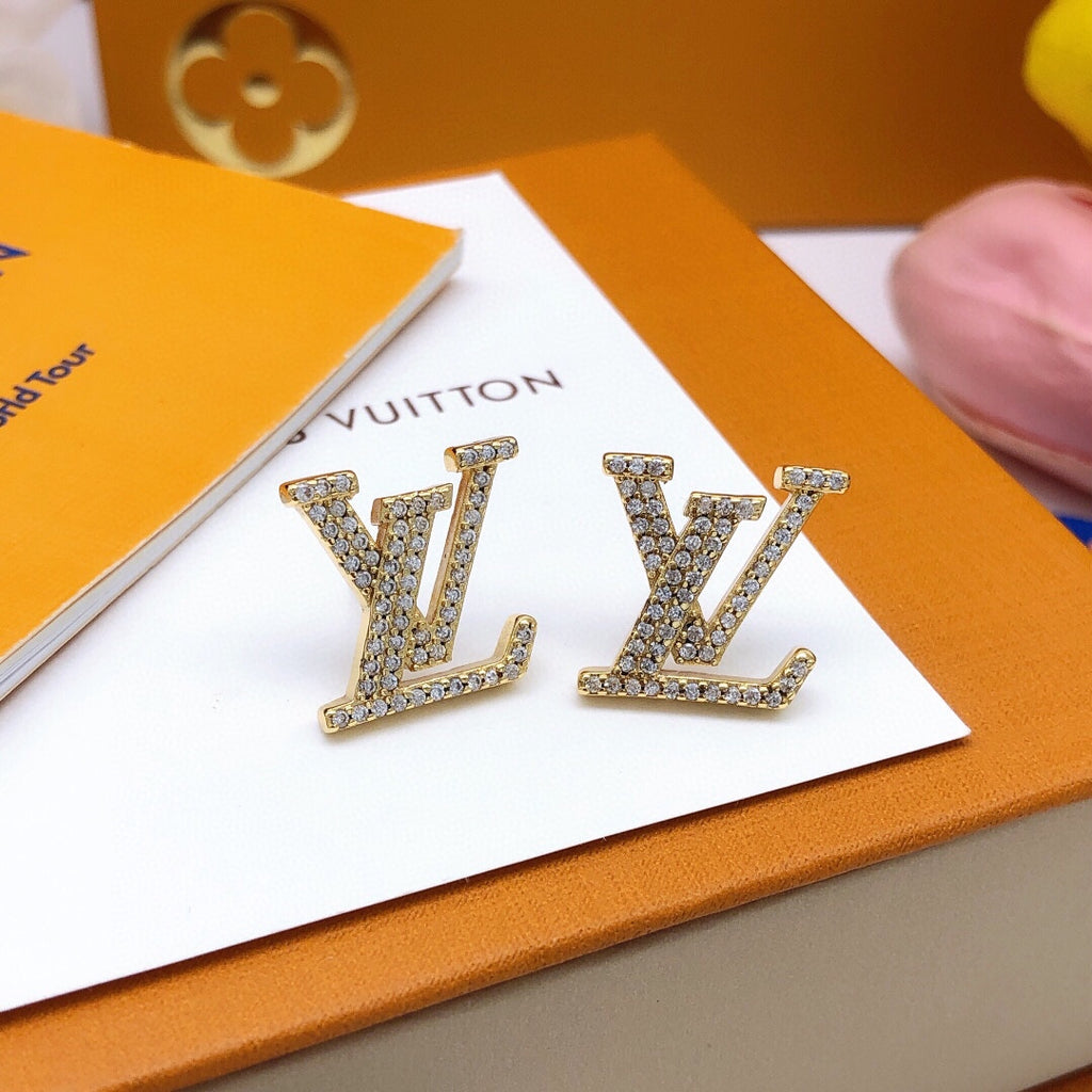 Louis Vuitton LV Letter Crystal Accent Earrings - album image 2