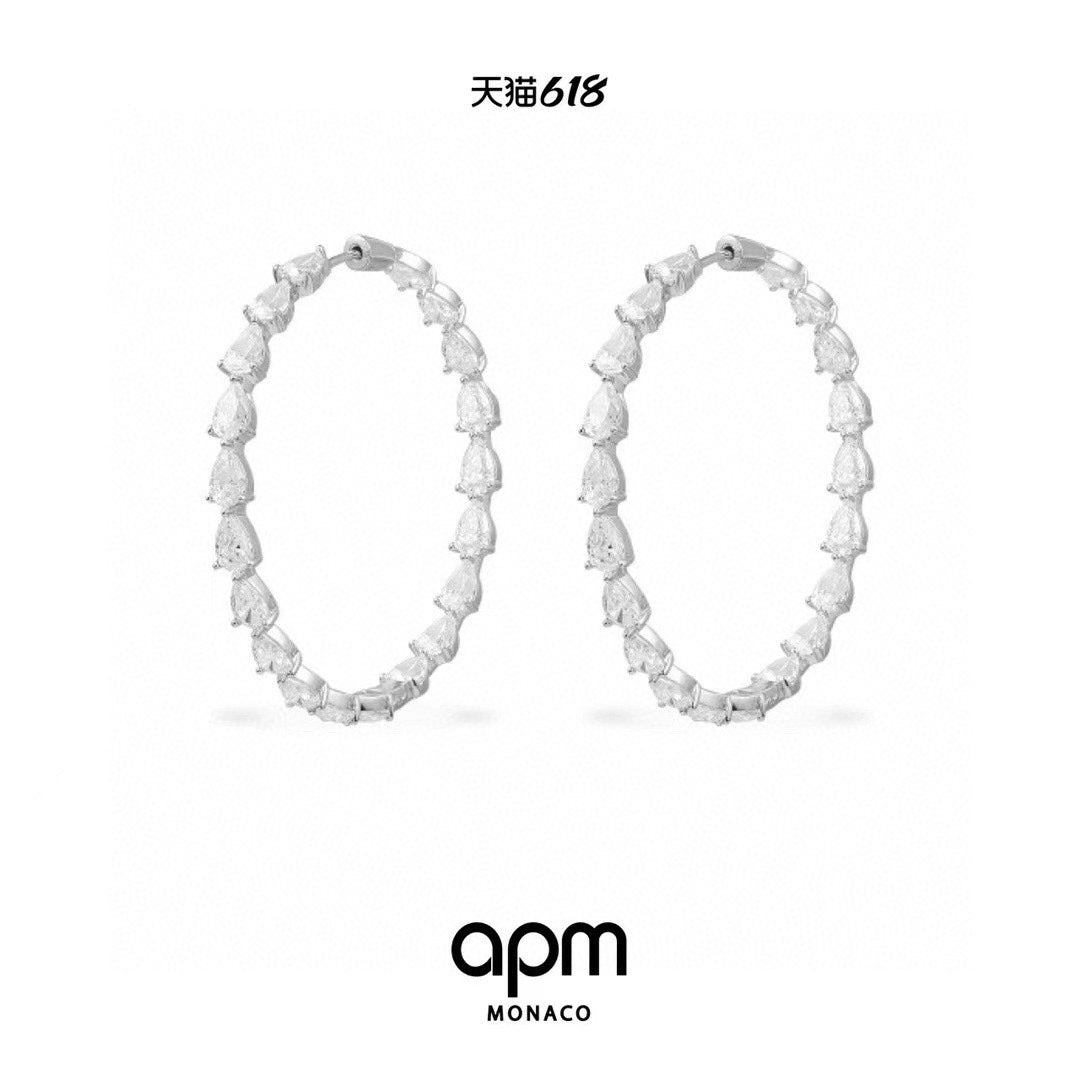 APM Monaco Silver-Tone Crystal Teardrop Hoop Earrings - album image 1