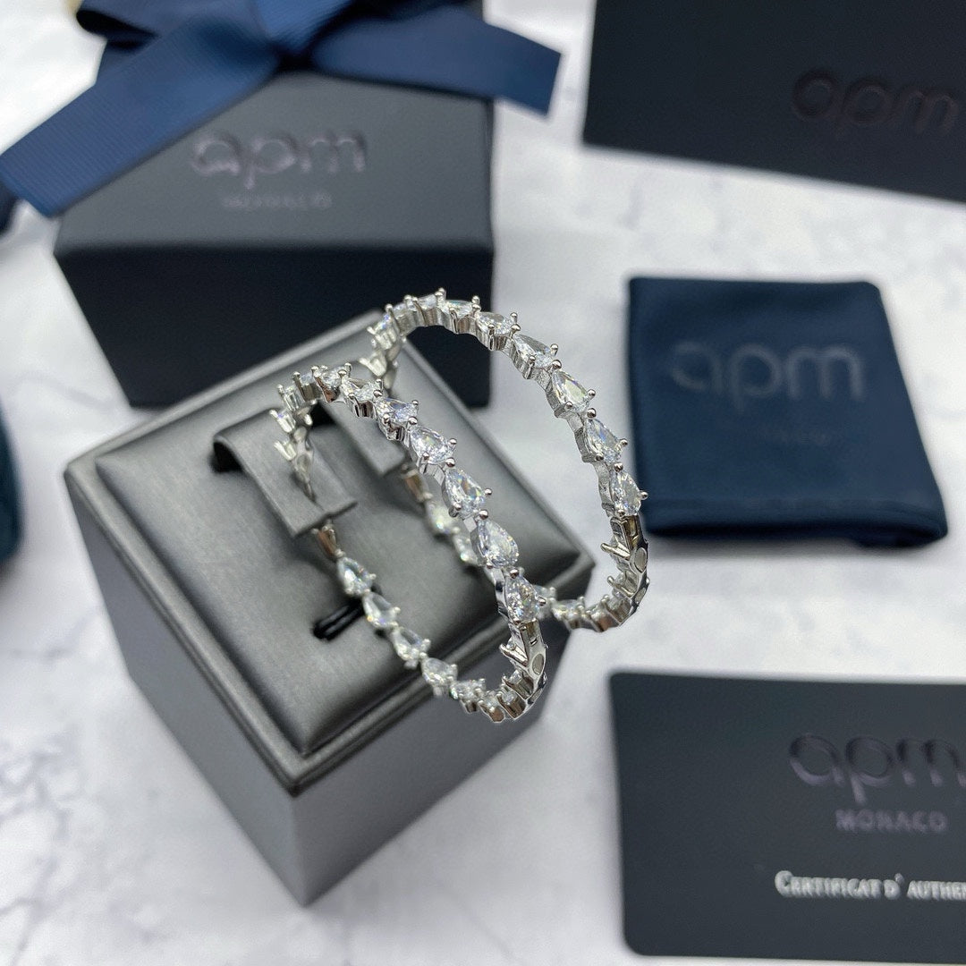 APM Monaco Silver-Tone Crystal Teardrop Hoop Earrings - album image 5