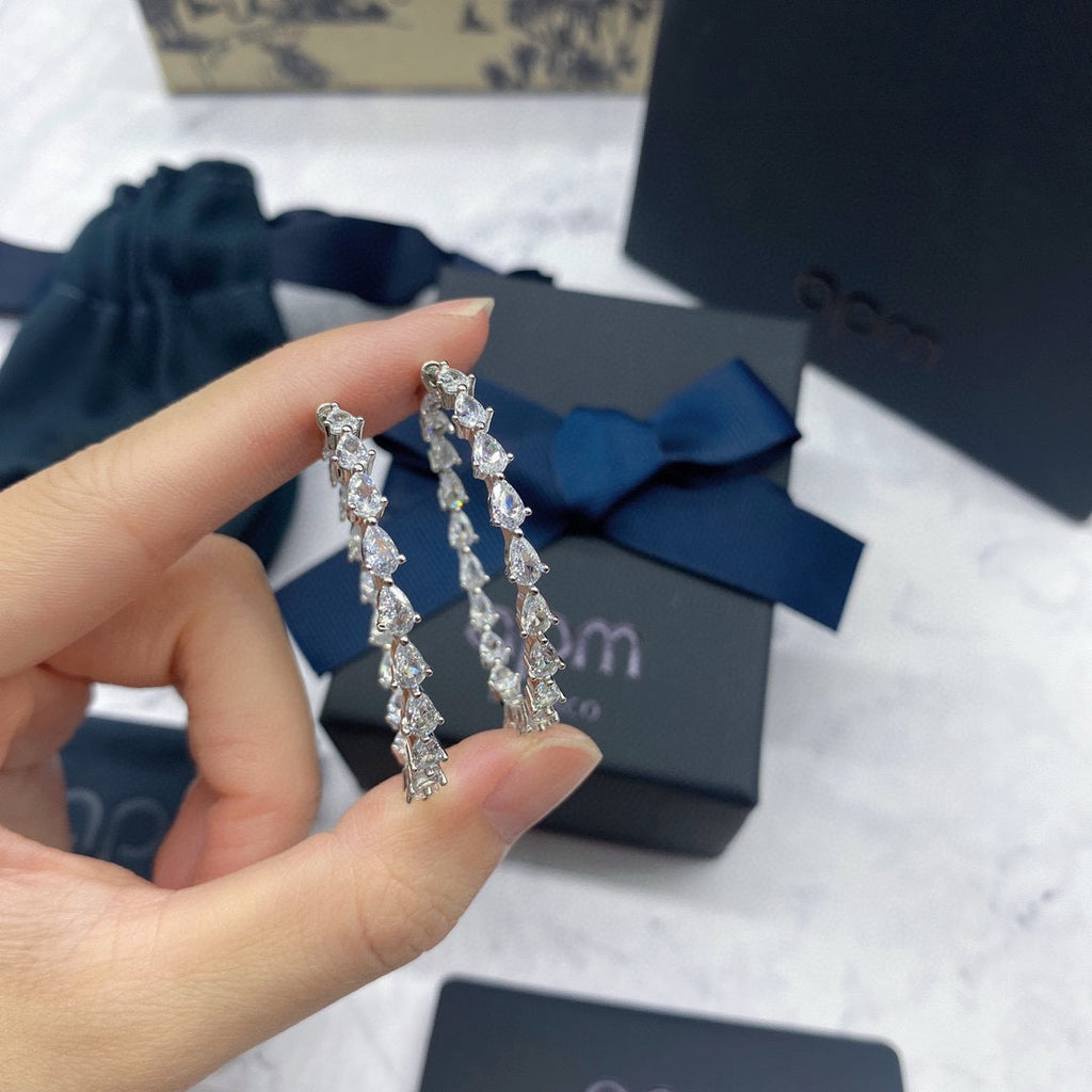APM Monaco Silver-Tone Crystal Teardrop Hoop Earrings - album image 4