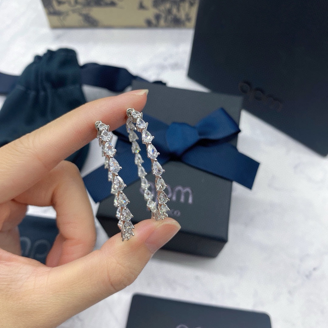 APM Monaco Silver-Tone Crystal Teardrop Hoop Earrings - album image 4
