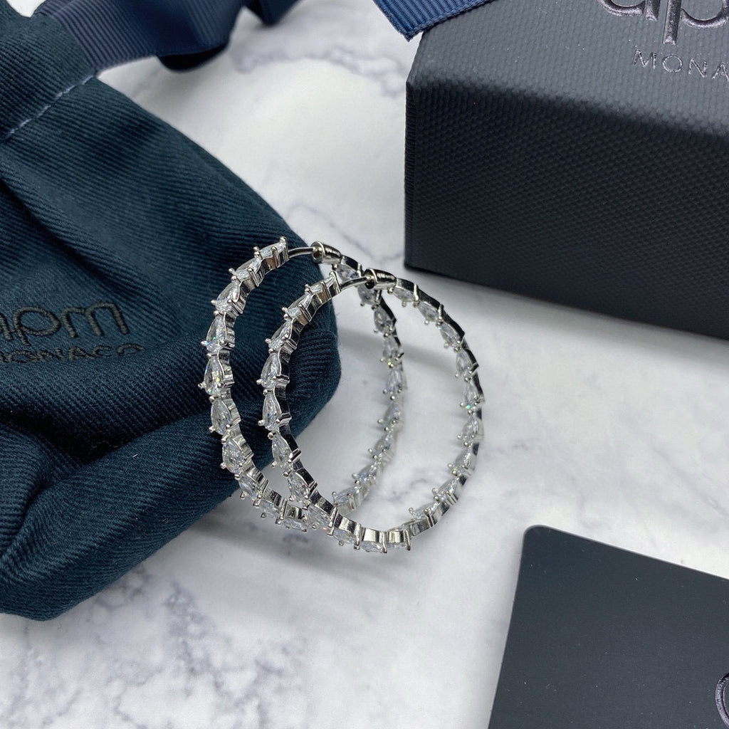 APM Monaco Silver-Tone Crystal Teardrop Hoop Earrings - album image 6