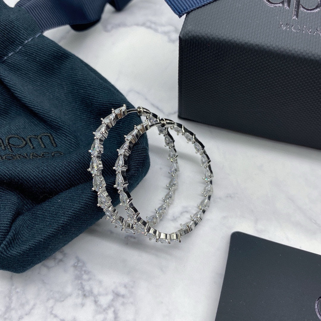 APM Monaco Silver-Tone Crystal Teardrop Hoop Earrings - album image 6