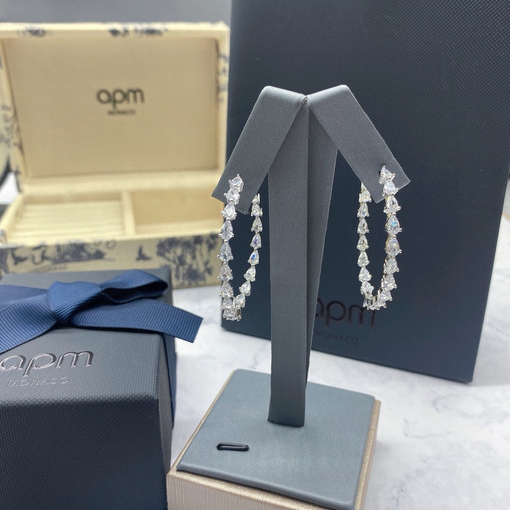 APM Monaco Silver-Tone Crystal Teardrop Hoop Earrings - album image 8
