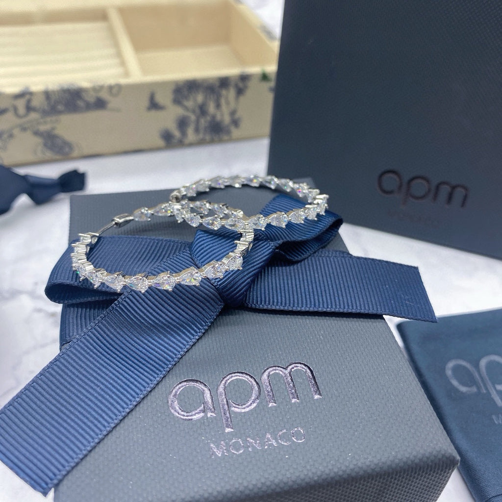 APM Monaco Silver-Tone Crystal Teardrop Hoop Earrings - album image 2