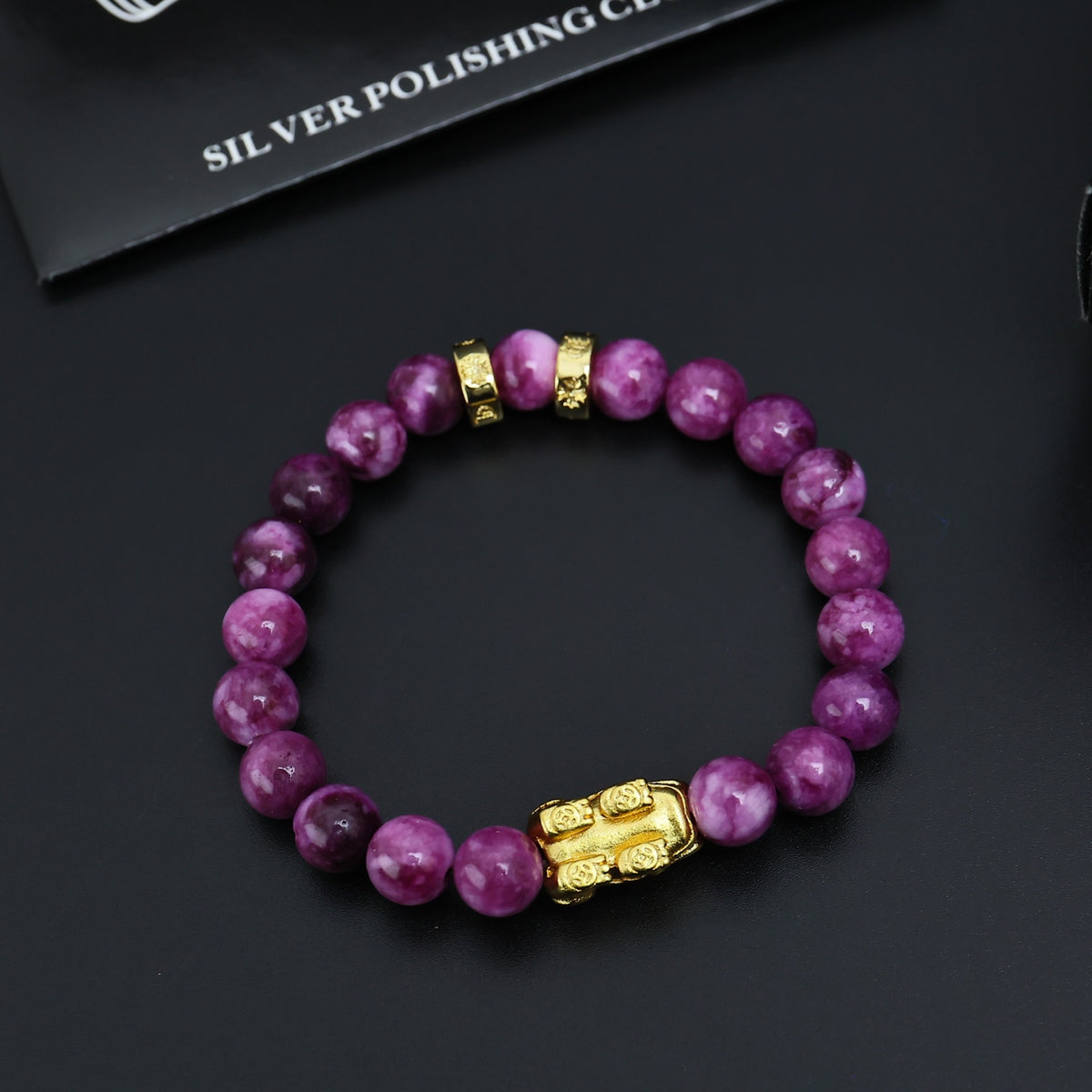 Chrome Hearts Purple Bead Gold Spacer Bracelet - album image 2