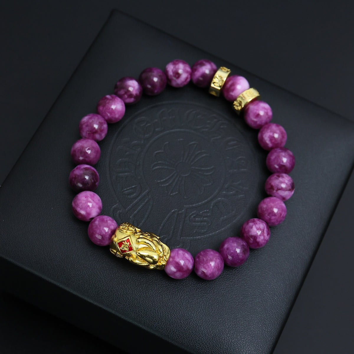 Chrome Hearts Purple Bead Gold Spacer Bracelet - album image 5