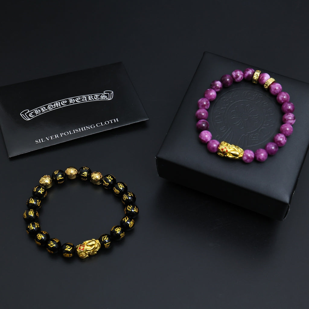 Chrome Hearts Purple Bead Gold Spacer Bracelet - album image 6