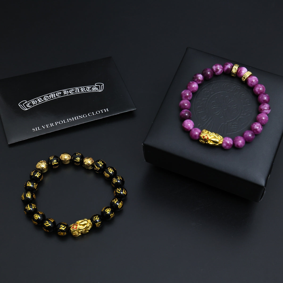 Chrome Hearts Purple Bead Gold Spacer Bracelet - album image 6
