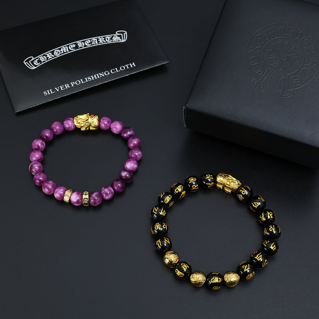 Chrome Hearts Purple Bead Gold Spacer Bracelet - album image 1