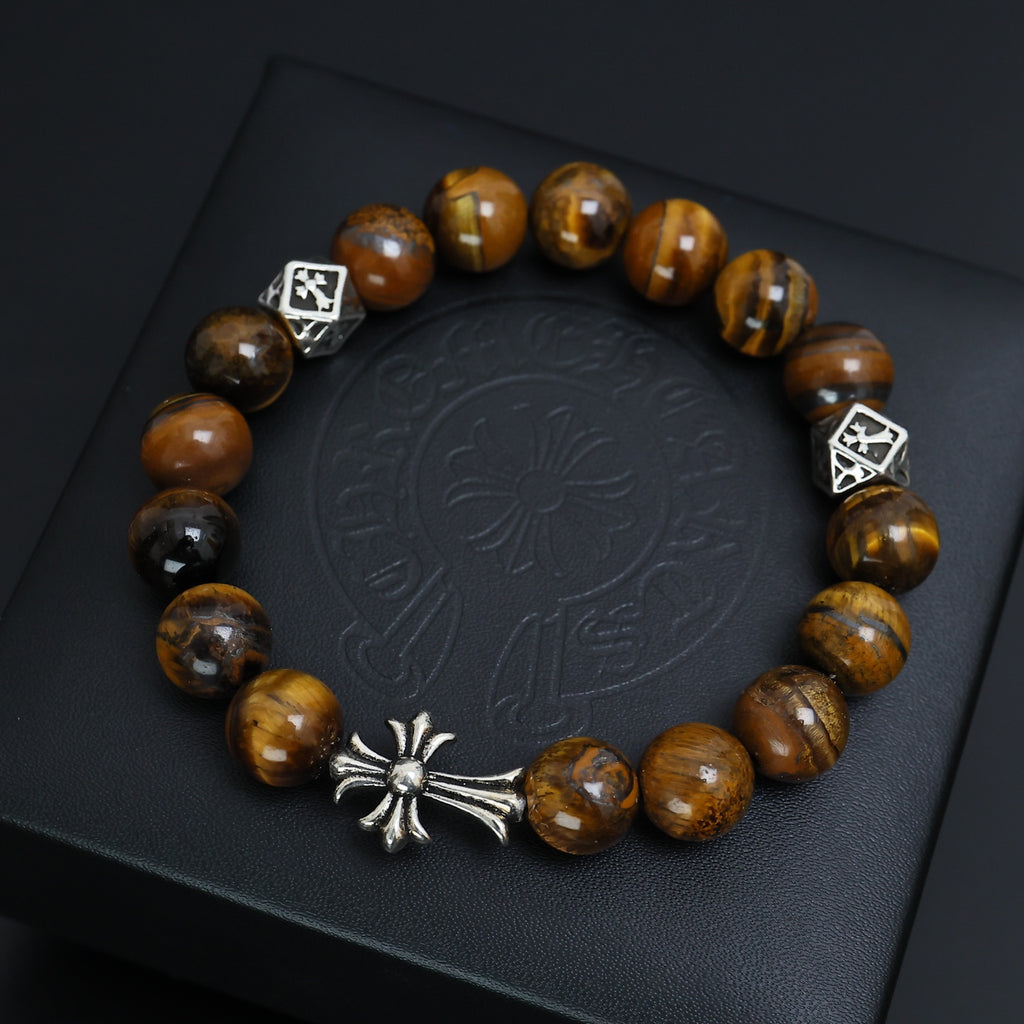 Chrome Hearts Red and Brown Bead Cross Bracelet - album image 5