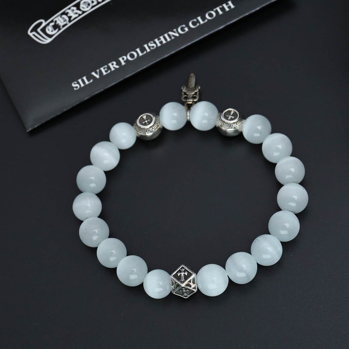 Chrome Hearts Blue-Green Bead Ornamental Bracelet - album image 3