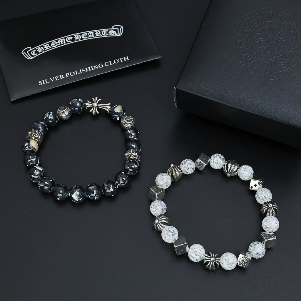Chrome Hearts White and Charcoal Relief Bead Bracelet - album image 1