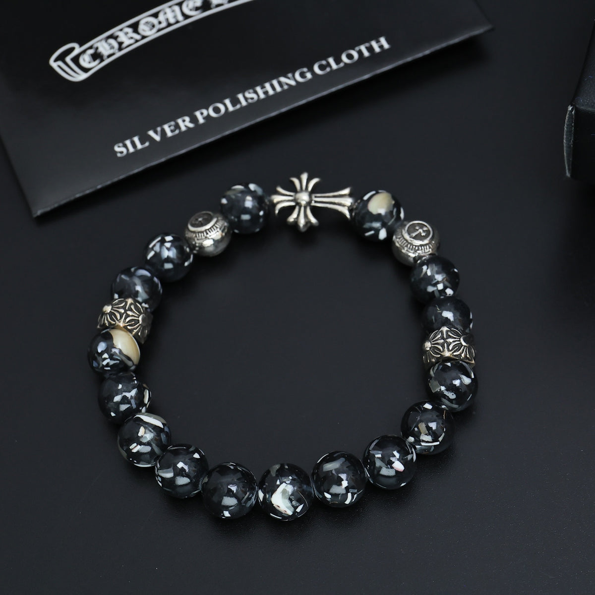 Chrome Hearts White and Charcoal Relief Bead Bracelet - album image 3