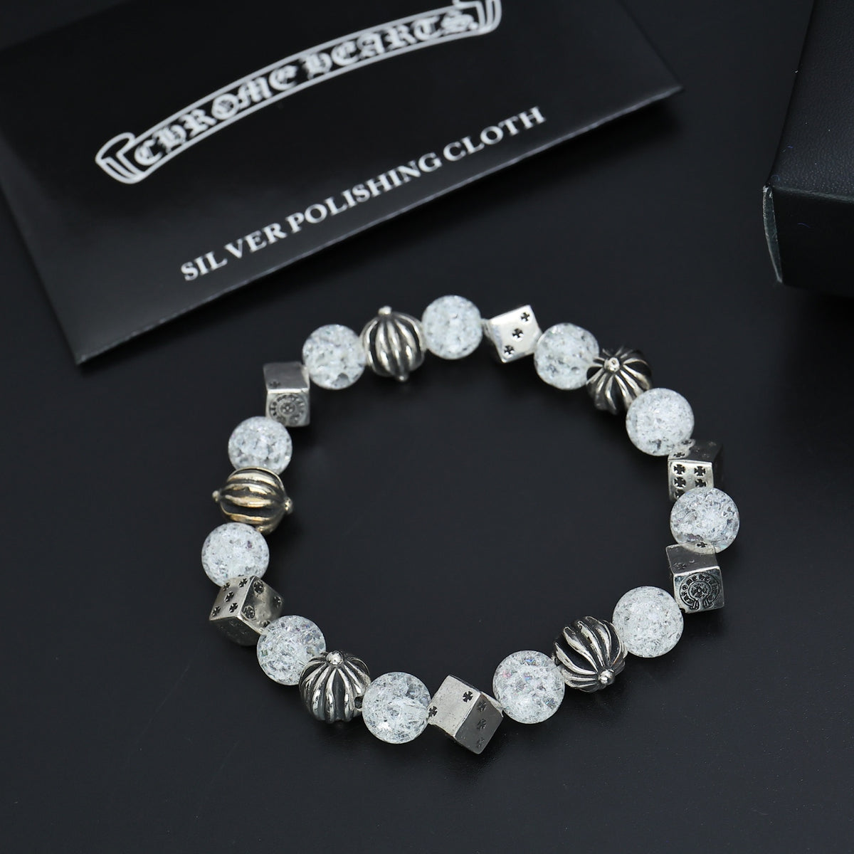 Chrome Hearts White and Charcoal Relief Bead Bracelet - album image 4