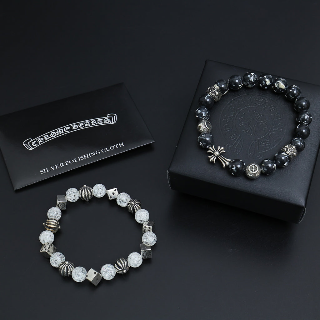 Chrome Hearts White and Charcoal Relief Bead Bracelet - album image 6