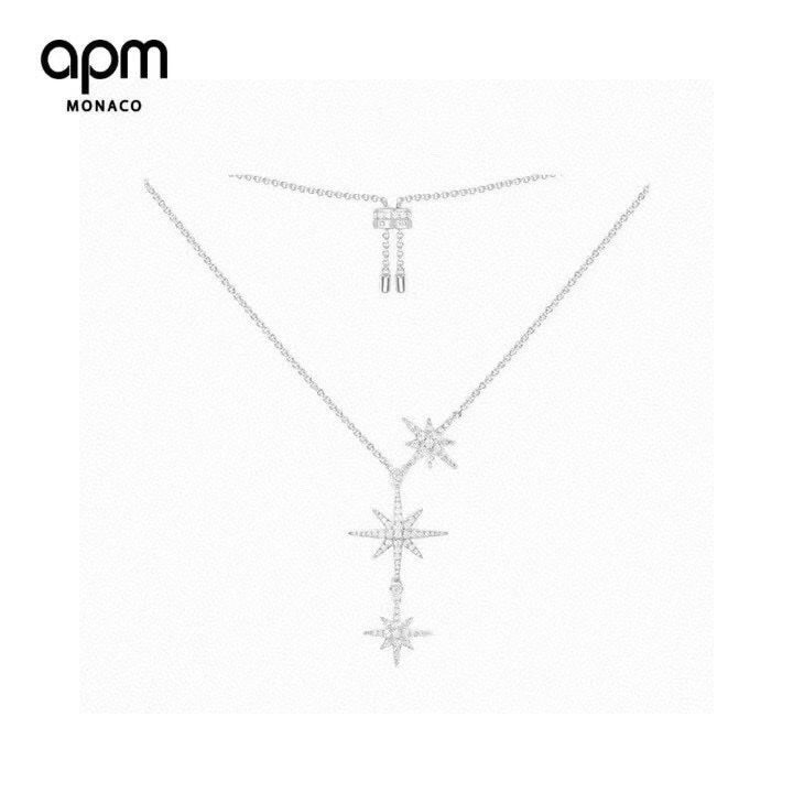 APM Monaco Silver-Tone Three-Star Drop Necklace - album image 1