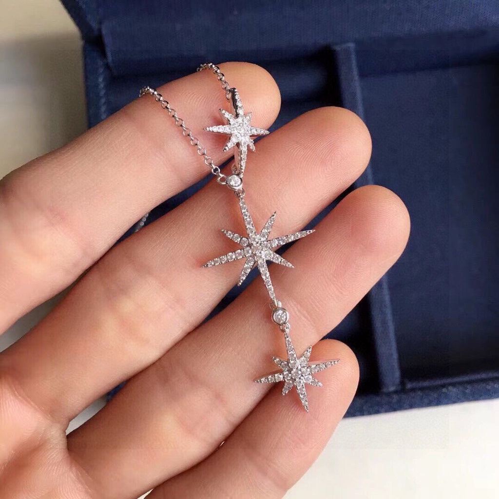 APM Monaco Silver-Tone Three-Star Drop Necklace - album image 5
