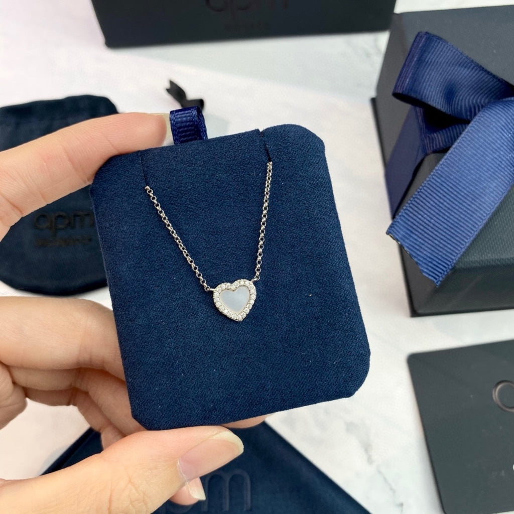 APM Monaco Silver-Tone White Shell Heart Adjustable Necklace - album image 6