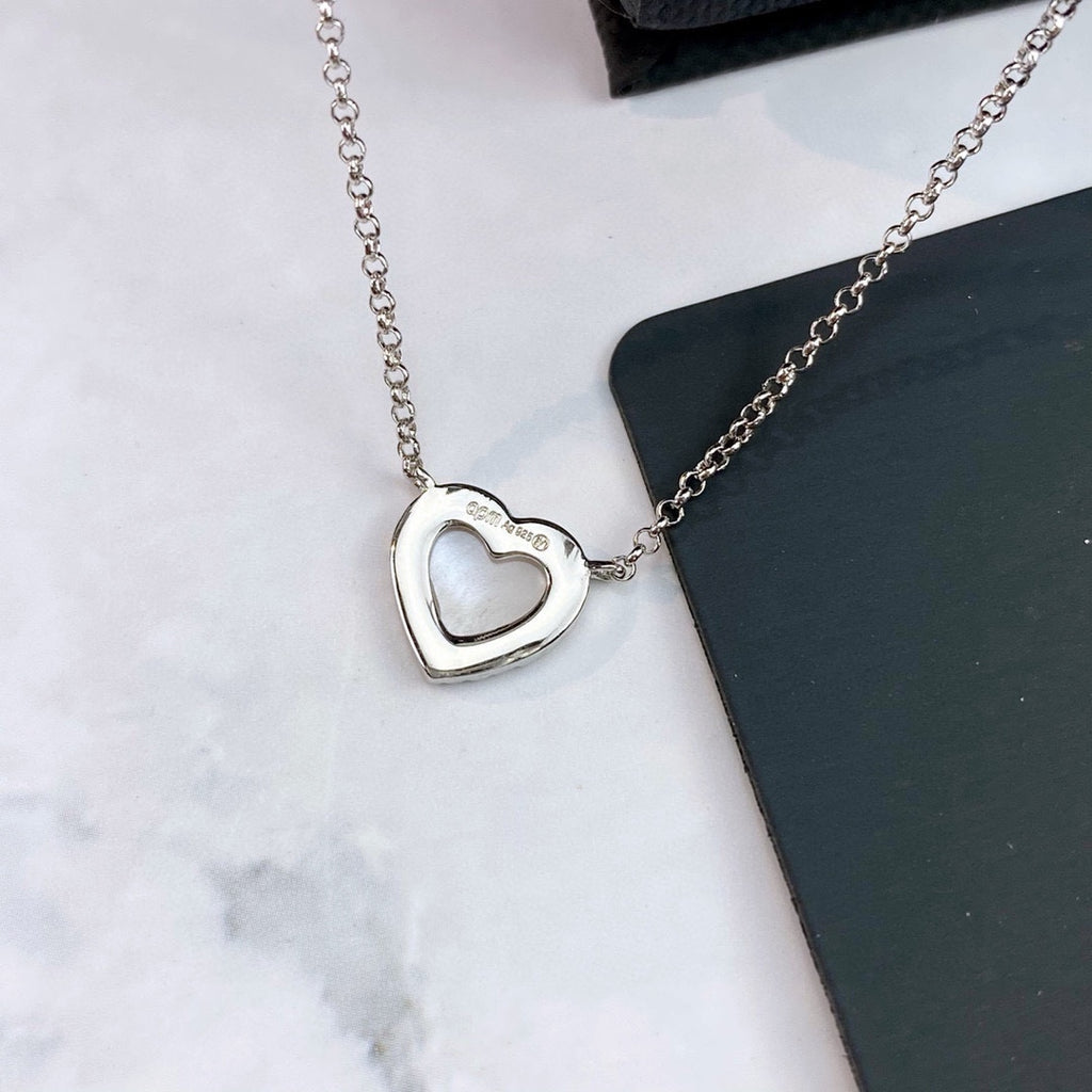 APM Monaco Silver-Tone White Shell Heart Adjustable Necklace - album image 5