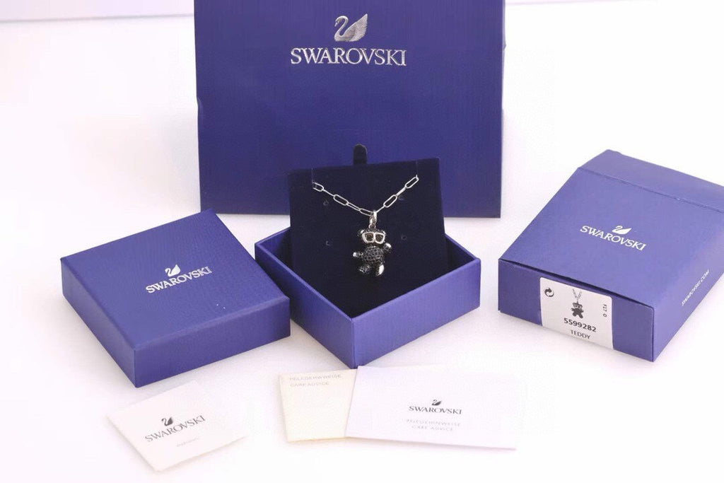 Swarovski Black Crystal Teddy Glasses Pendant Necklace - album image 7