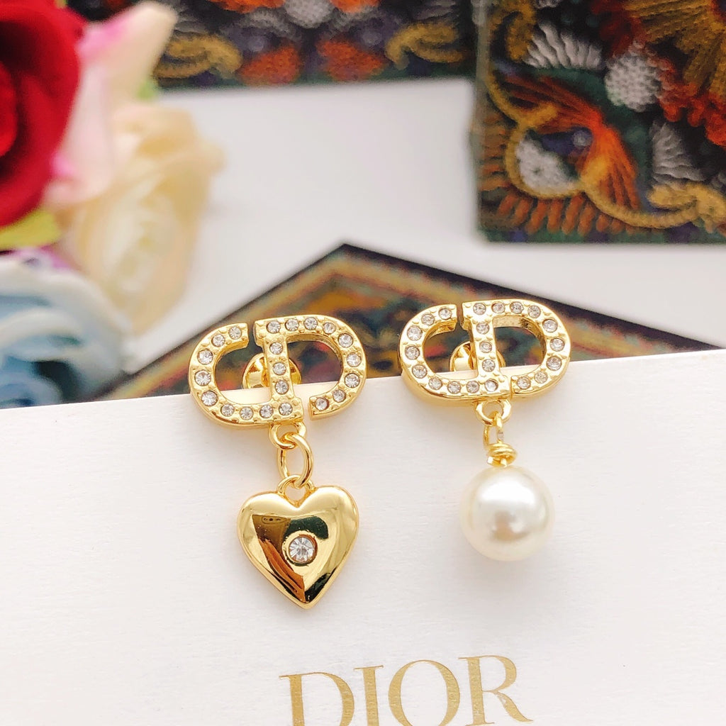 Dior Asymmetric CD Heart and Pearl-Look Earrings - product image 1