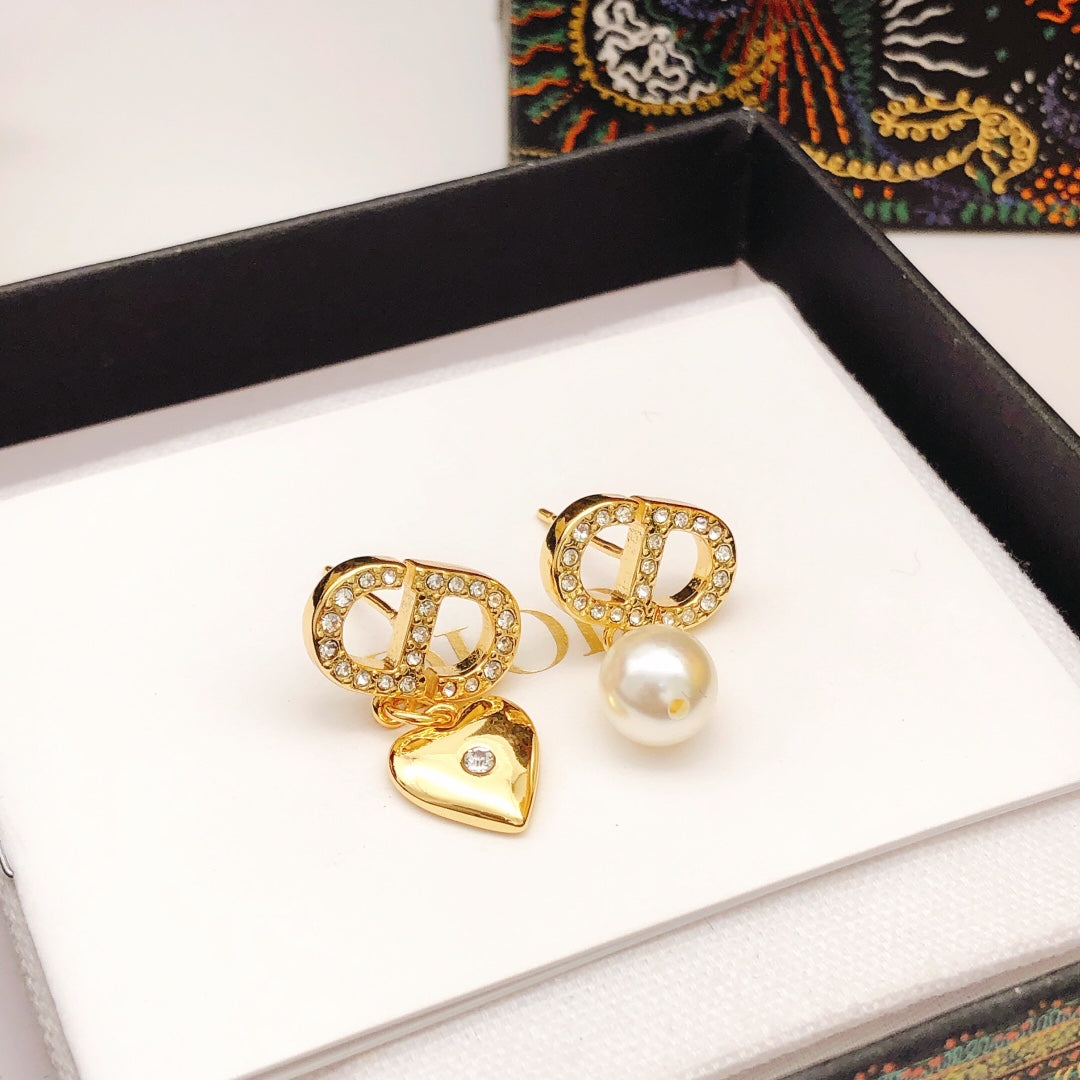 Dior Asymmetric CD Heart and Pearl-Look Earrings - product image 6