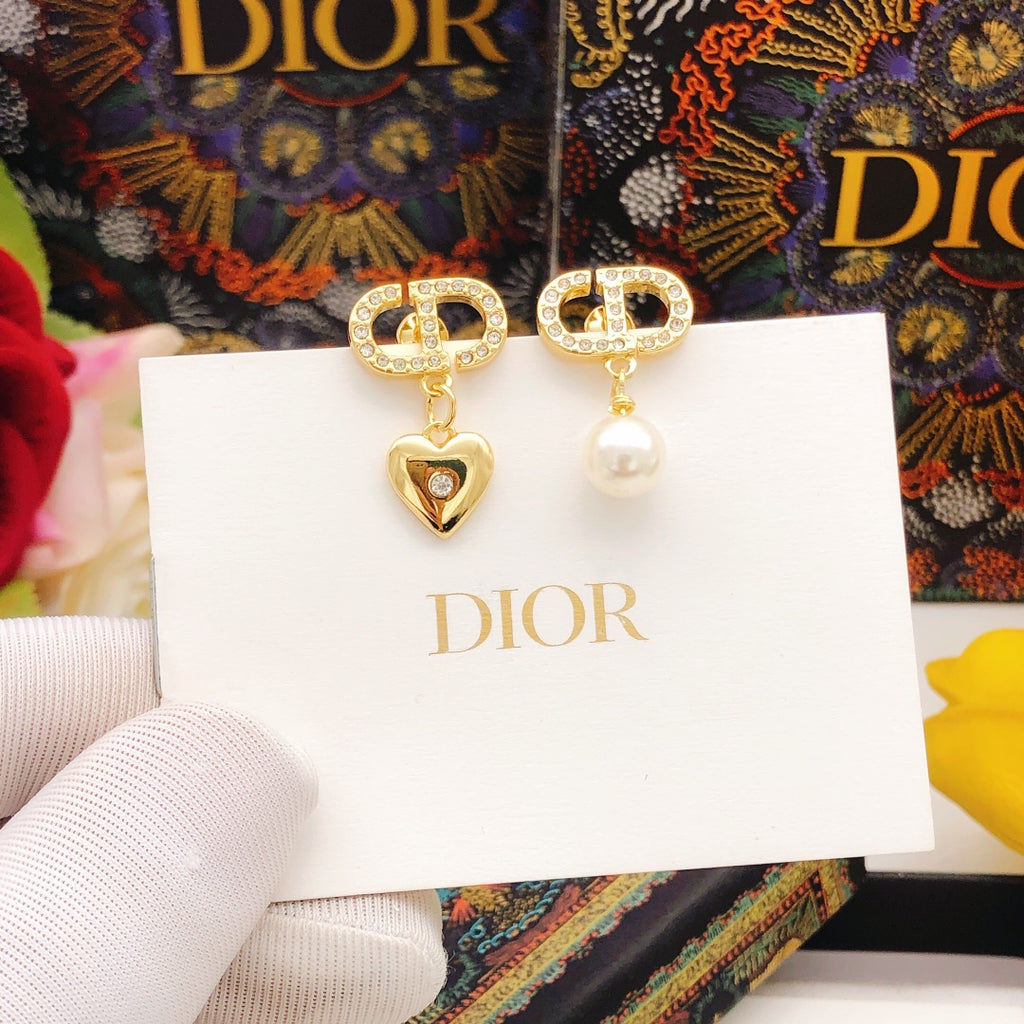 Dior Asymmetric CD Heart and Pearl-Look Earrings - product image 2
