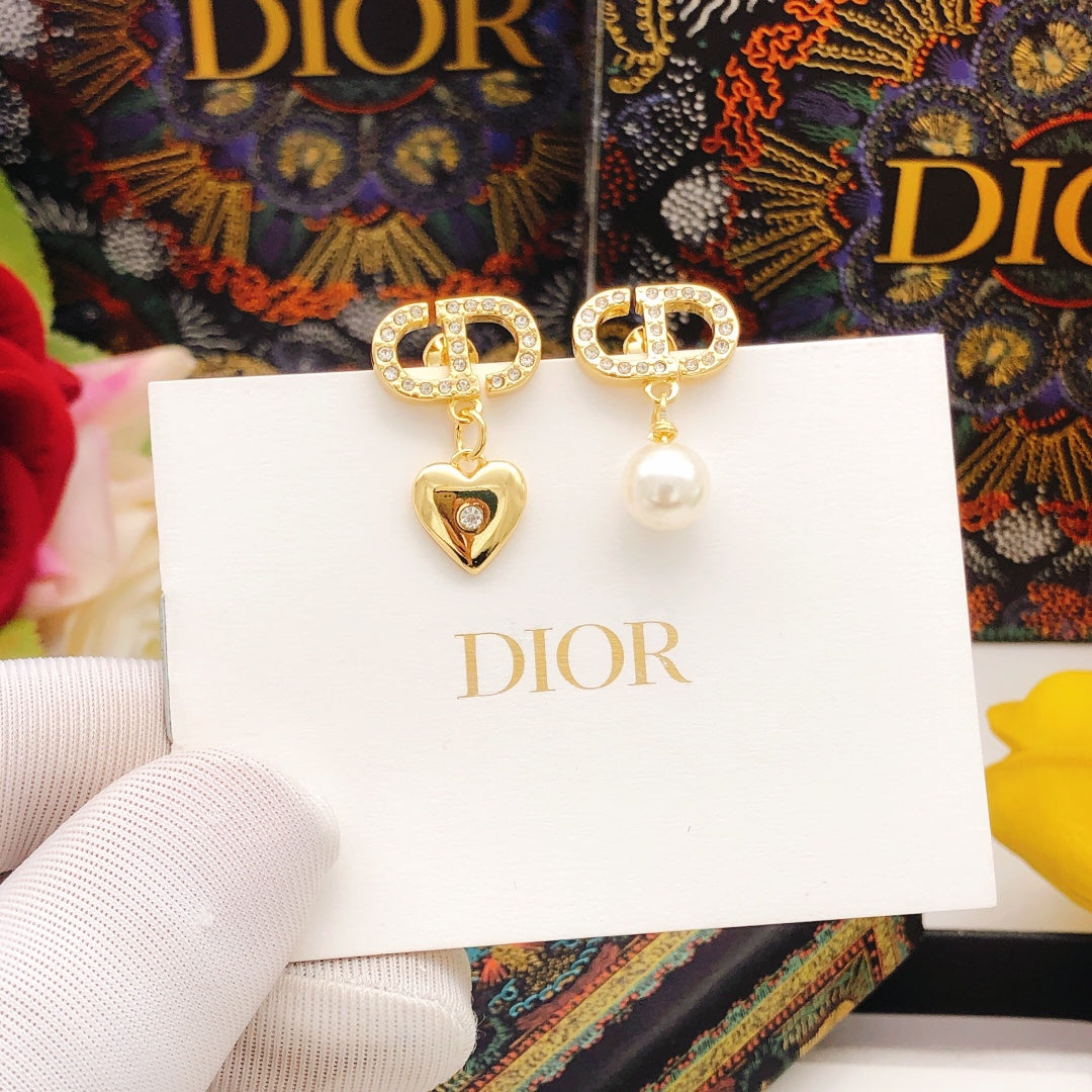 Dior Asymmetric CD Heart and Pearl-Look Earrings - product image 2