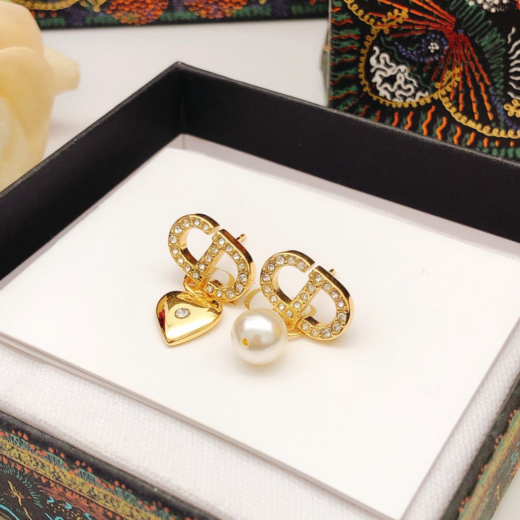 Dior Asymmetric CD Heart and Pearl-Look Earrings - product image 5