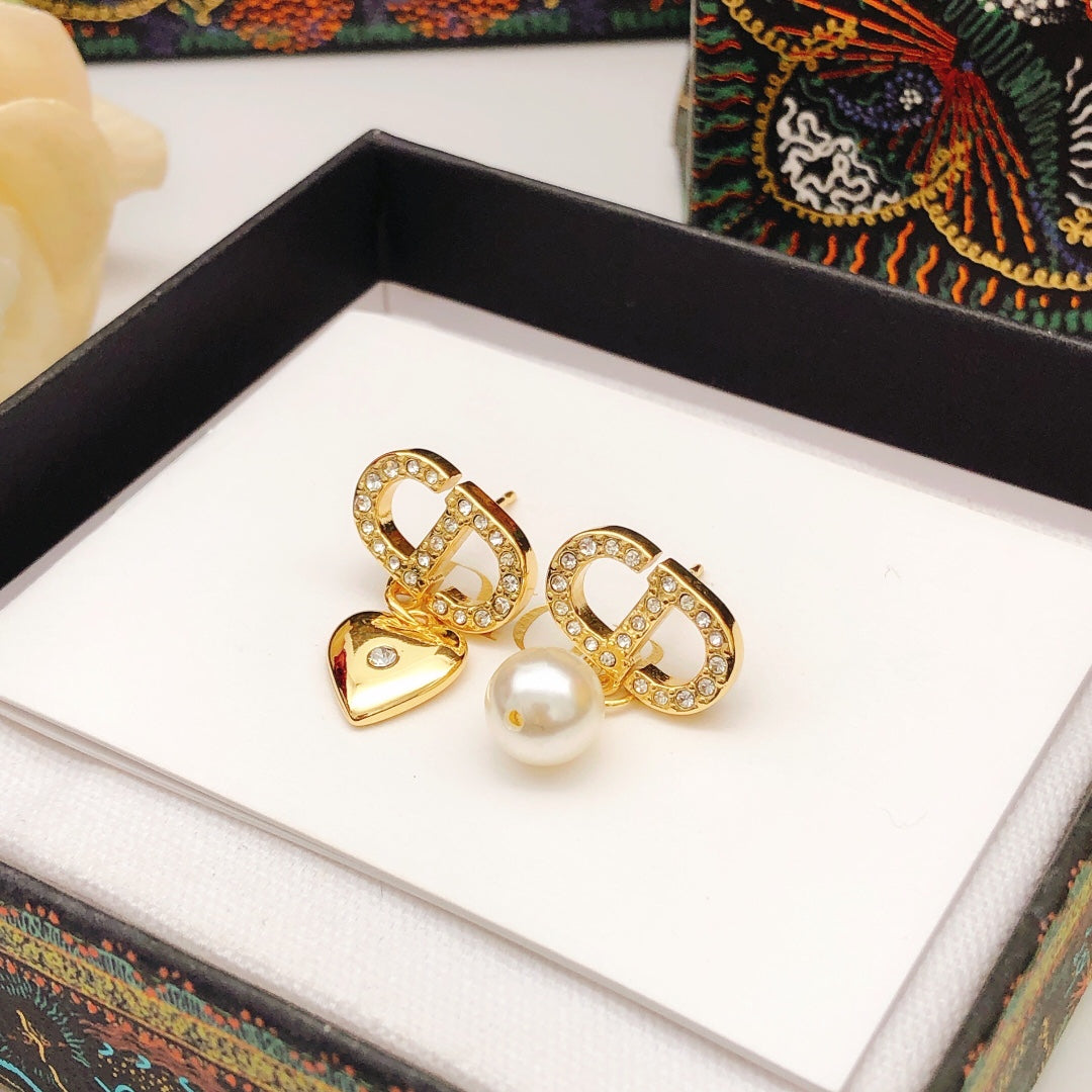 Dior Asymmetric CD Heart and Pearl-Look Earrings - product image 5