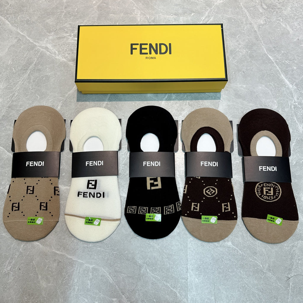 Fendi neutral front monograms ankle socks - view 1