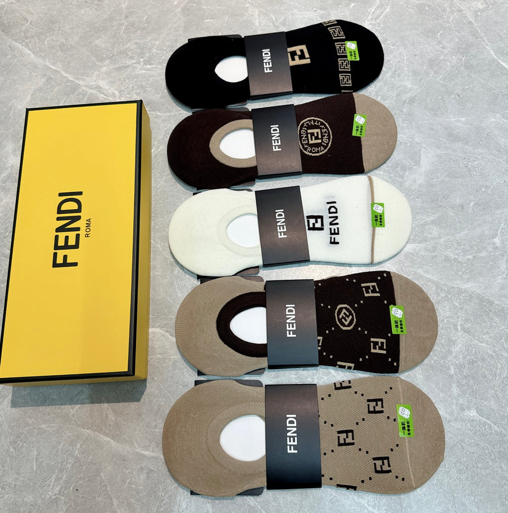 Fendi neutral front monograms ankle socks - view 6