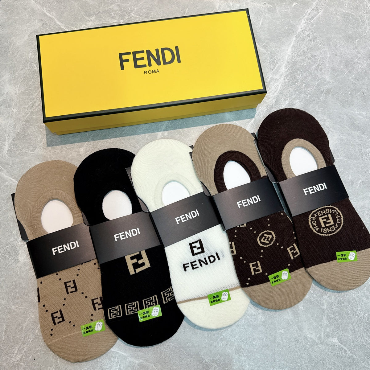 Fendi neutral front monograms ankle socks - view 2