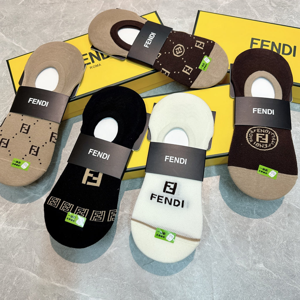 Fendi neutral front monograms ankle socks - view 3
