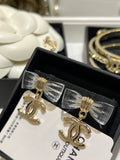 Chanel Interlocking C Bow Resin Butterfly Gold-Tone Earrings - album image 1