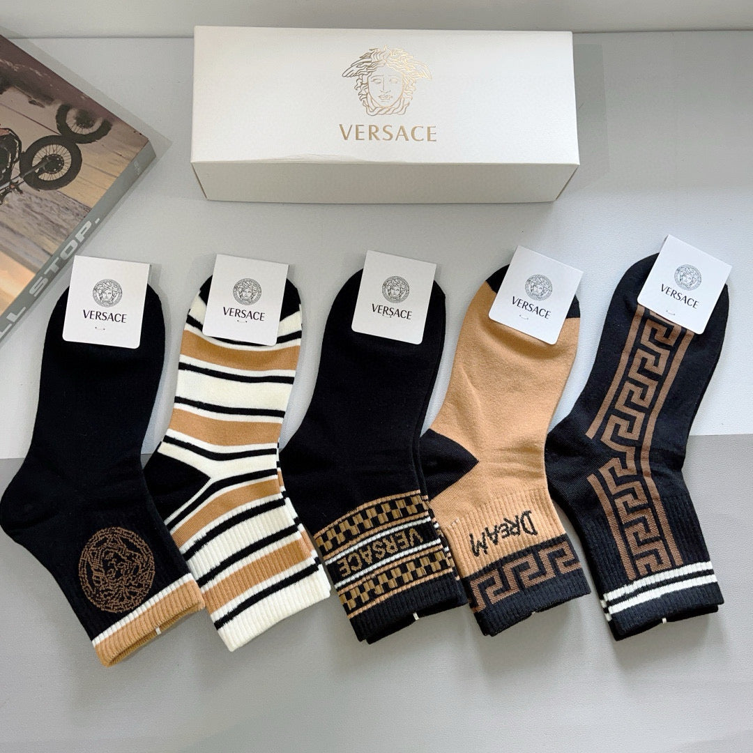 Versace baroque cuff assortment crew socks - view 3