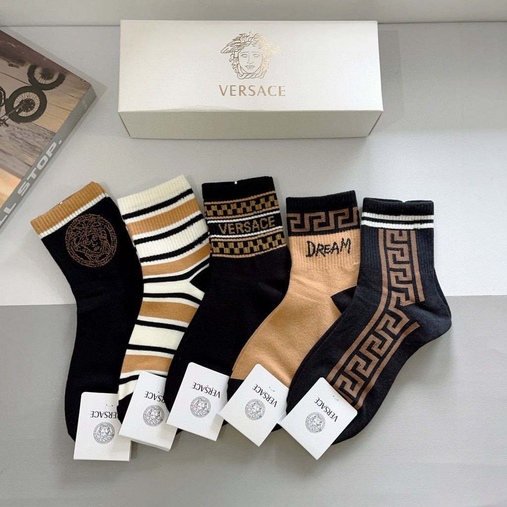 Versace baroque cuff assortment crew socks - view 1