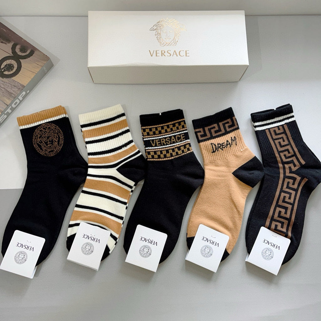 Versace baroque cuff assortment crew socks - view 2