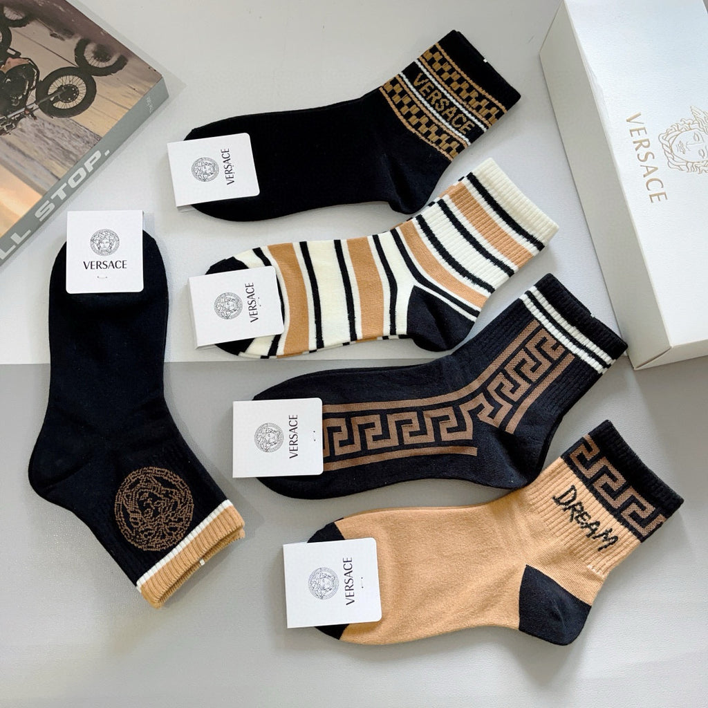 Versace baroque cuff assortment crew socks - view 7